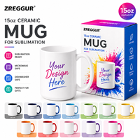Taza de Cerámica para Sublimación de 15 oz, Taza de Café Personalizable con Logotipo, Borde y Asa de Color, Venta al Por Mayor, Regalo Promocional, Suministro de Fábrica OEM