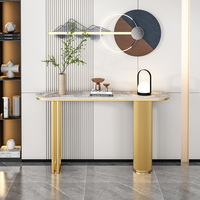 Console lumineuse de table moderne et minimaliste en acier inoxydable Nouveau comptoir d'entrée de style chinois de luxe Salle de séjour murale pour villa
