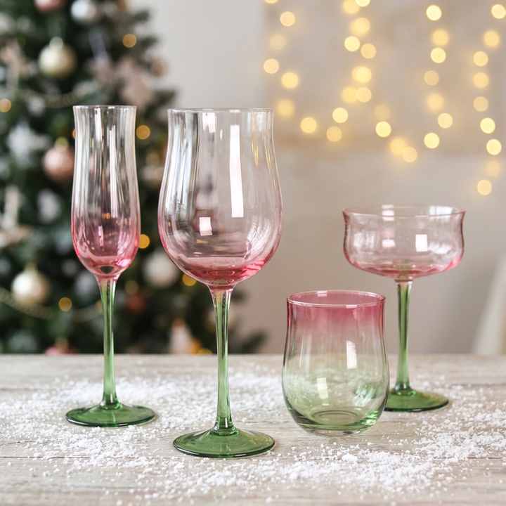 Farbverlauf Rosa-grüne Tulpen-kristallweingläser,Vintage Farbige Gläser Mit Stiel Für Hochzeit,Bar,Party Und Zuhause
