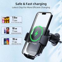 Serrage automatique 15W chargeur de voiture sans fil à charge rapide tringlerie à trois axes 360 évent rotatif support de téléphone de charge sans fil de voiture