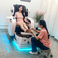 Fauteuils de massage modernes marron inclinables pour manucure électrique Fauteuil de pédicure pour salon de manucure avec spa pour les pieds et lumière LED