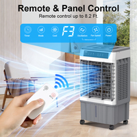 Refroidisseur d'air évaporatif portable à économie d'énergie avec télécommande, réservoir d'eau de 20 L, 3 vitesses réglables, faible bruit, grand volume d'air