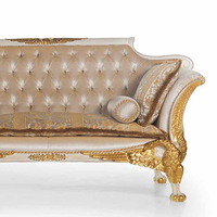 Rococo — canapé en tissu de cygne, fauteuil en bois Baroque blanc sculpté or, pour la salle de séjour