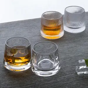 High Quality Round mouth whisky glass bar liquor spirits foreign wine beer glasses household glass small rotating cup spot