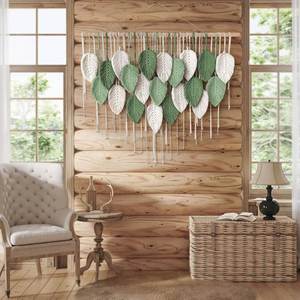 Handmade Bohemian Style Decorative Tapestry Handcrafted Cotton Rope Weaving Irregular <b>Leaves</b> <b>Wall</b> Hanging <b>Decor</b> - Product Image 5