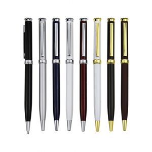Stylo promotionnel fin à mécanisme rotatif en métal, logo des hôtels 5 étoiles Ritz Carlton Marriott, encre noire/bleue, 1,0 mm - Product Image 3
