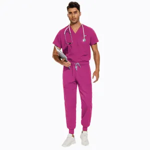 Men's Medical Scrubs Matte Set with Pockets for Runners Navy Blue Pharmacy Matte <strong>Clinic</strong> <strong>Uniform</strong> for Hospital Nurses - Product Image 4