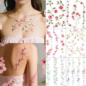 Tatouages temporaires imperméables à fleurs d'été en gros, autocollants de tatouages temporaires colorés pour femmes et filles - Product Image 2