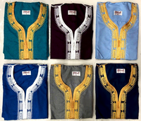 CCY Boubou Homme Musulman Vêtement Islamique Style Ethnique Thobe Jalabiya pour Hommes Couleur Unie Robe Arabe à Manches Longues