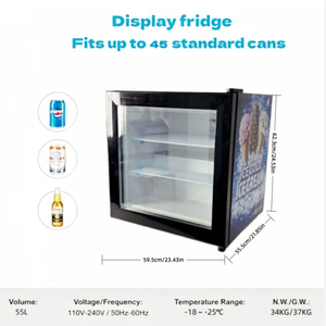 Congélateur de <span class=keywords><strong>table</strong></span> compact avec porte vitrée pour glaces et gelatos, contrôle numérique, pour aliments surgelés, avec éclairage - Product Image 2