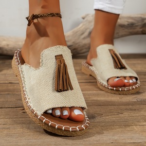 Sandalias de verano para mujer, talla grande 40-43, con punta redonda y cordones, estilo pantufla. - Product Image 2