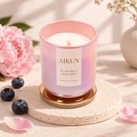 AIKUN Emballage personnalisé haute capacité, pot en verre avec couvercle en métal rose irisé, bougie parfumée pour la fragrance d'intérieur
