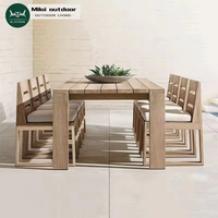Ensemble de table et chaises de salle à manger en teck imperméable moderne pour l'extérieur, 6 à 10 places, pour villas, jardins, restaurants
