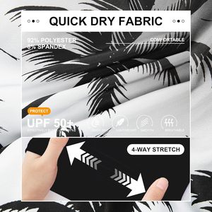 Traje de Baño para Hombre con Forro de Compresión, Estampado Degradado de Palmeras Negras, Secado Rápido, Shorts de Playa con Entrepierna de 5.5 Pulgadas - Product Image 4