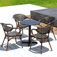 Personalización PE ratán marco de aluminio silla de jardín al aire libre Bistro Buff/muebles de jardín negro Juego de sillas de café