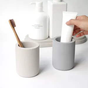 Custom Logo Diatomite Fast Dry Toothbrush Stand Anti-bacterial Ceramic Absorbent Toothbrush Holder For Bathroom