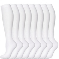 Chaussettes de compression graduée noires et blanches, hauteur genou, pour hommes et femmes, circulation 15-20 mmHg, course à pied, athlétisme, cyclisme, fitness, tricotées