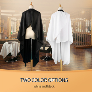 Venta al por mayor negro impermeable delantal salón peluquero poliéster capa silicona escote diseño capas corte de pelo peluquería - Product Image 6
