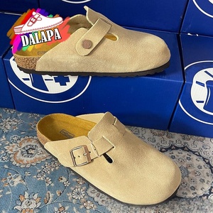 Mules et sabots d'extérieur en daim pour femme, style <span class=keywords><strong>Birkenstock</strong></span>, avec semelle intérieure en liège, solides, légères, respirantes, style mode, pantoufles d'intérieur - Product Image 2