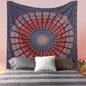 <span class=keywords><strong>Tapisserie</strong></span> murale personnalisée avec imprimés numériques, vente en gros, indienne, bohémien, Mandala, Hippie, Polyester - Product Image 2
