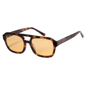 2023 Vintage Large Frame Shades Square Double Bridge High Quality Acetate Sunglasses Men