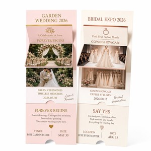 Tarjeta <span class=keywords><strong>de</strong></span> Invitación <span class=keywords><strong>de</strong></span> Boda Personalizada con Diseño <span class=keywords><strong>de</strong></span> Cascada y Pestañas en Cascada, con Diseño Romántico Personalizado - Product Image 2