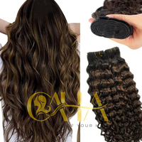 Paquete de cabello crudo vietnamita de gran oferta de trama doble a granel sin procesar con extensiones de cabello humano rizado Jerry, tejidos de un donante