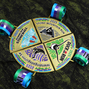 Medallas Personalizadas <span class=keywords><strong>de</strong></span> Aleación <span class=keywords><strong>de</strong></span> Zinc y Metal, Medalla <span class=keywords><strong>de</strong></span> <span class=keywords><strong>Oro</strong></span> Esmalte 5K Run Stony Mountain Running, Rompecabezas Combinado <span class=keywords><strong>de</strong></span> 4 Piezas, Medallas Deportivas - Product Image 5