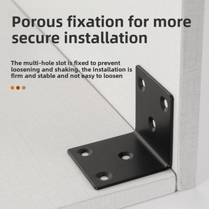 블랙 90 도 L 자형 철 앵글 브래킷 두꺼운 스테인레스 스틸 플랫 커넥터 스트레이트 피스 지원 선반 고정 브래킷 - Product Image 3