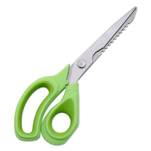 <b>Kitchen</b> <b>Scissors</b> Stainless Steel Green Handle Straight Head For Home Use - Product Image 1