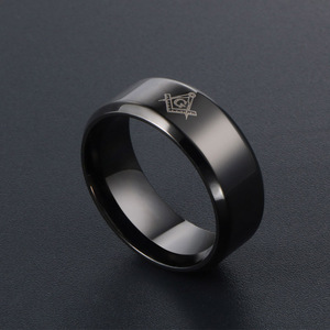Men's Titanium Steel <b>Ring</b> Freemasonry Symbol Geometric Design SA579 Jewelry Gift - Product Image 4