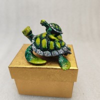 Boîte à bijoux en émail Tortue Maman et Bébé avec strass et charnière en métal, cadeau pour la décoration intérieure