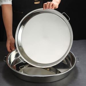 Platos de Servir de Diferentes Tamaños Personalizados, Platos para Ensalada de Cocina, Plato de Acero Inoxidable para Comida, Bandeja Redonda para Frutas - Product Image 2