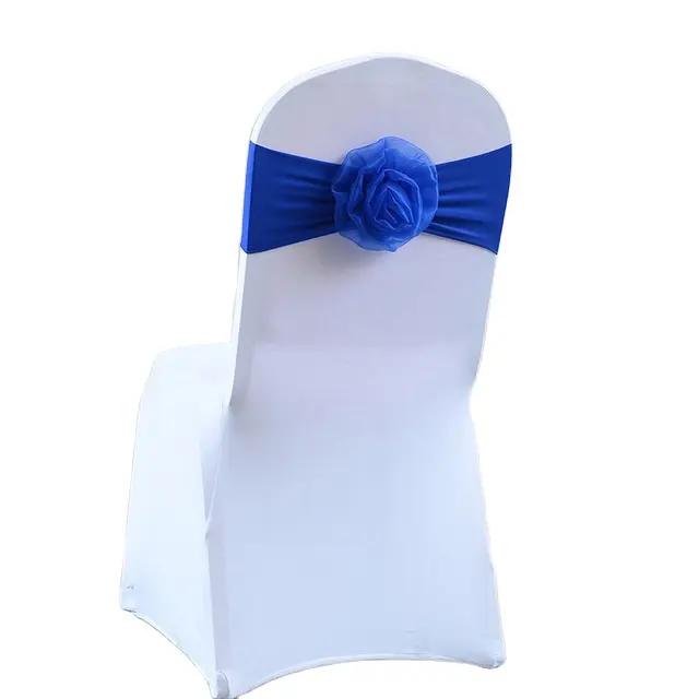 Factory Direct Wedding Chair Sash Spandex Chair Band With Flower Chair Bow Tie for Banquet Wedding Decoration