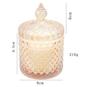 Bougie parfumée vintage en verre rose avec couvercle, pot cylindrique pour aromathérapie - Product Image 2