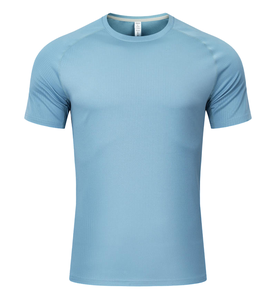 T-shirts sportifs personnalisés en gros pour hommes, haute qualité, manches courtes, 180 grammes, tricot lâche, pour la gym et la course, col rond, 100% polyester - Product Image 2
