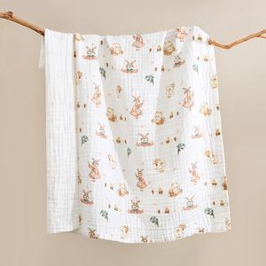 Ensemble de langes pour bébé en coton/bambou écologique antibactérien confortable à 4 couches personnalisé de luxe imprimé vache des Highlands pour toutes les saisons - Product Image 2