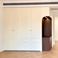 Modernes Integriertes Schranksystem mit Bogenförmiger Eingangsnische Bodenhoher Kleiderschrank mit Intelligenter LED-Beleuchtung