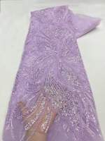 Tissu en dentelle de maille noire lourde à sequins et perles, motif floral lotus, pour Abaya, Kaftan, Robe Dubaï Moyen-Orient, vendu au mètre, plusieurs couleurs, livraison rapide