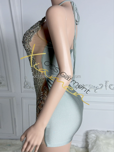 Ocstrade Corsage Scintillant Applique Rose Strass Robe De Fête D'anniversaire Halter Cou Hors Épaule Robes Élégantes Femmes Soirée - Product Image 6