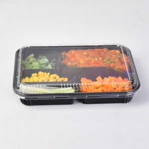 boîte à déjeuner bento à emporter, compartiment à 2 ou 3 parties, conteneurs à base <span class=keywords><strong>noire</strong></span> avec couvercles - Product Image 6