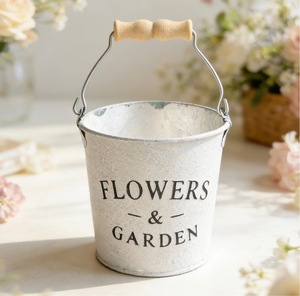 Saif Secchiello in <span class=keywords><strong>ferro</strong></span> mini retrò in stile americano, anticato con decorazione ad anello, piccolo vaso da giardino per fiori, oggetti vari e ornamenti - Product Image 3