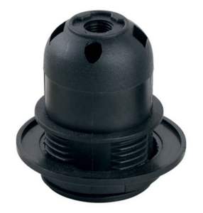 CE Halfgekruiste lamphouder met lampenkappenring E27, kunststof - Product Image 2