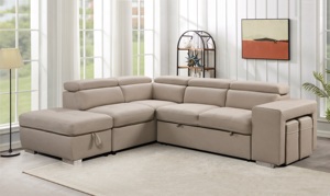 Divano a <span class=keywords><strong>L</strong></span> Moderno per Soggiorno, Divano Letto Sezionale in Schiuma Compressa, Vendita all'Ingrosso - Product Image 2
