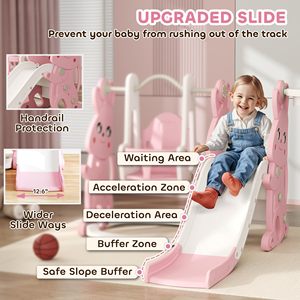 Liyou 5-in-1 mini trong nhà trẻ mới biết đi trượt <span class=keywords><strong>Swing</strong></span> <span class=keywords><strong>Set</strong></span> với nhựa bóng rổ Hoop cho trẻ em chơi ngoài trời và vui vẻ - Product Image 4