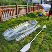 Kayak transparente para una sola persona Water Touring See Through PC Kayak transparente Barco con dispositivo de equilibrio de airbag lateral