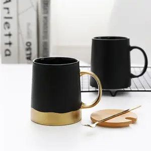 Petite rétro simple noir sable céramique rugueuse bureau café lait tasse à thé