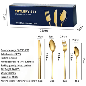 Lfs Gemei New Arrival thép không gỉ thiết lập dao kéo Tây bít tết dao nĩa và muỗng 4-Piece 18/10 Flatware <span class=keywords><strong>Set</strong></span> - Product Image 3