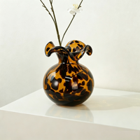 Vase en verre de la série MSH Light Luxury Tortoiseshell, imprimé léopard rayé tigre