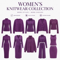 Robe pull femme en maille de coton de haute qualité, couleur unie violette, à lacets, à manches longues évasées, pour l'automne et l'hiver